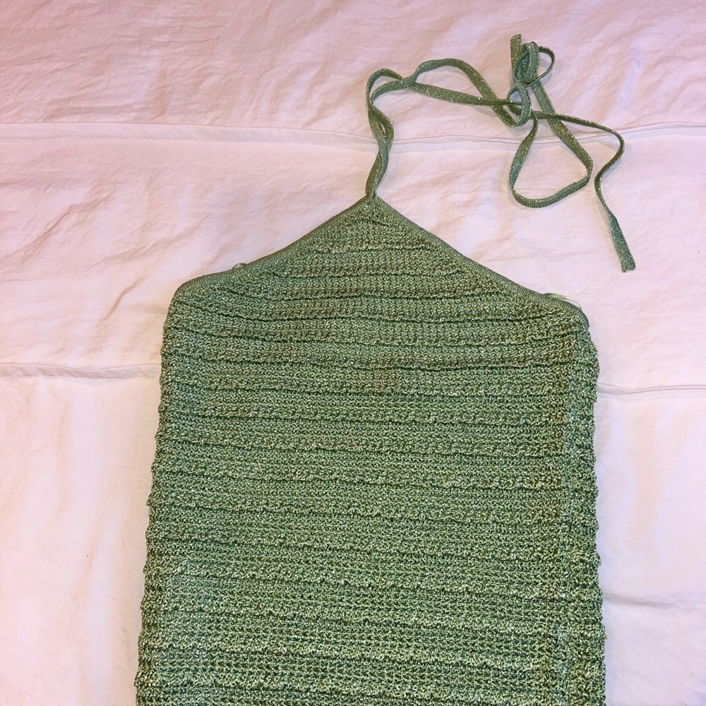 Mango Green Knit Halter Tank Top